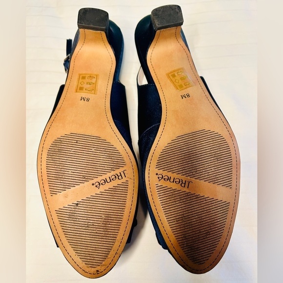 J. Renee Slingback Pump Navy Satin Leonelle Embellished Bow Peep Toe size 8M - Picture 8 of 16